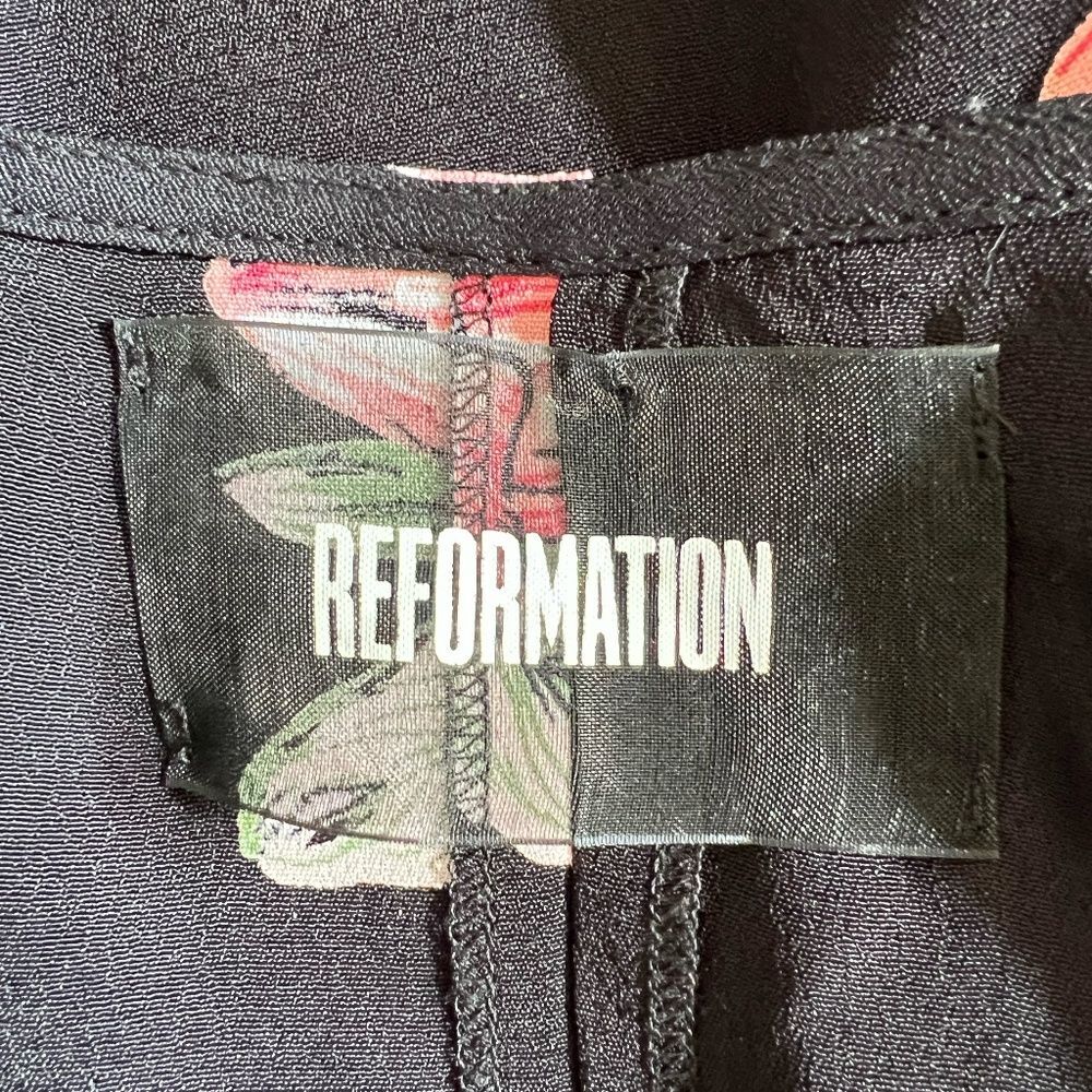 Reformation Misha Black Floral Mini Dress Size 2 - Picture 14 of 16